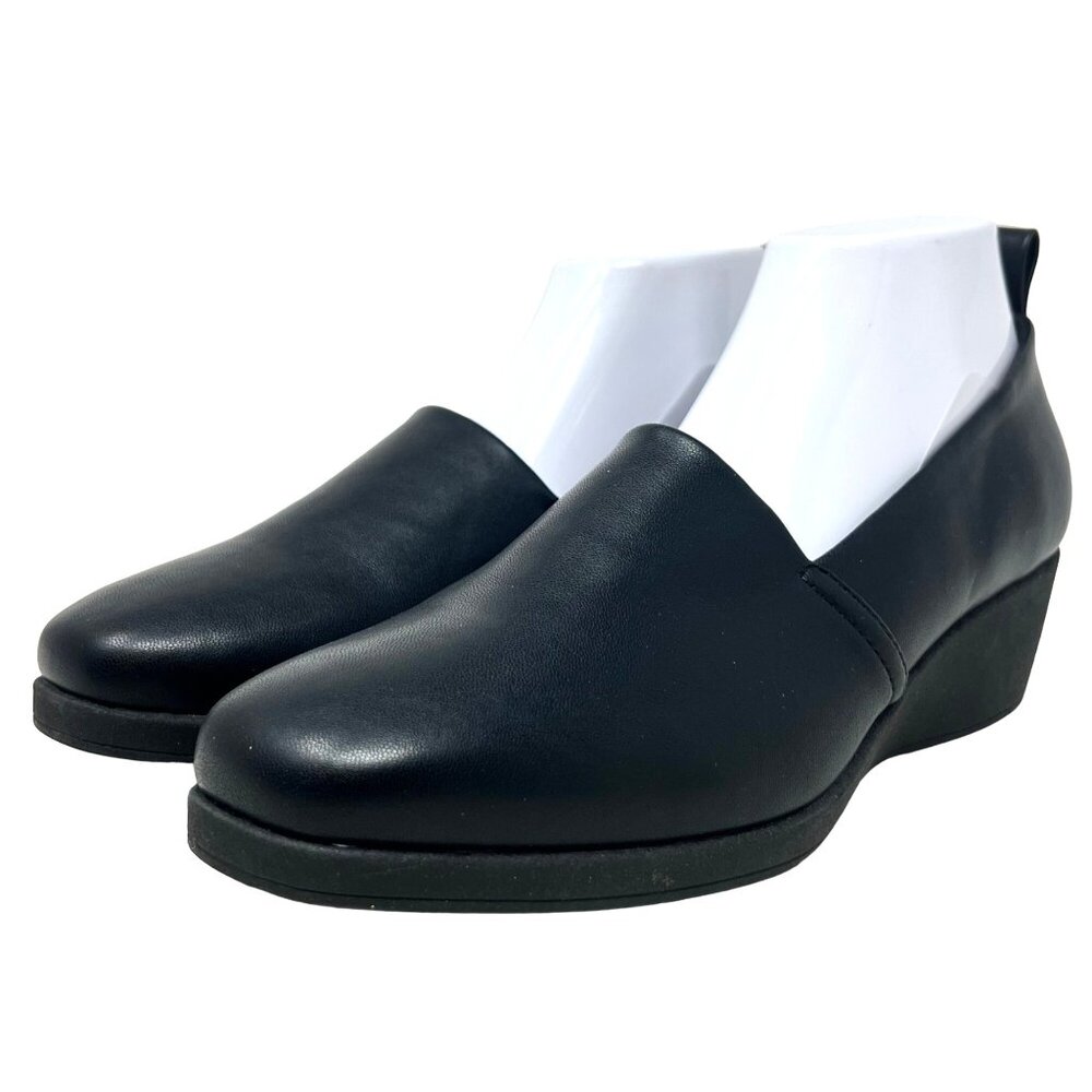 Aerosoles Womens Trixie Black Synthetic Wedge Heel Loafer Style Comfort  Shoe 10